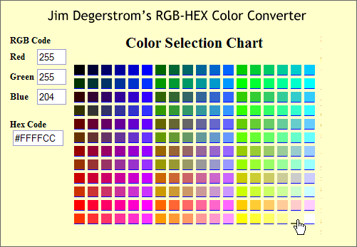 Jim Degerstrom's RGB-HEX Color Converter
