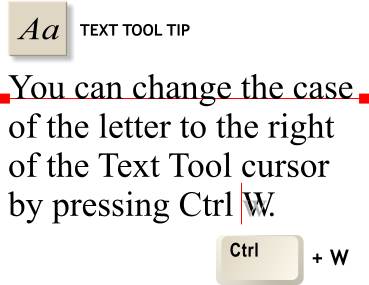 changing case with the Text Tool tip