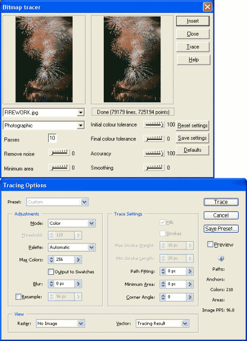 Xara Bitmap Tracer vs Adobe Live Trace