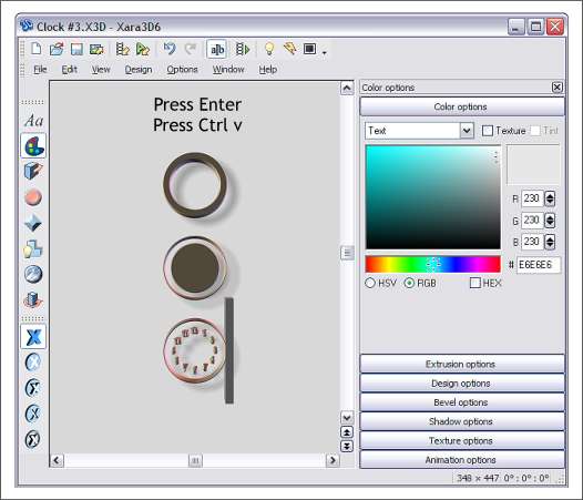 Creating a wall clock in Xara X1 and Xara 3D-6 - A step by step tutorial