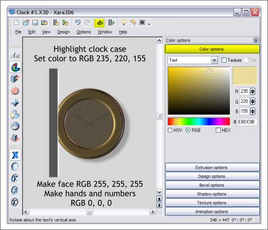 Creating a wall clock in Xara X1 and Xara 3D-6 - A step by step tutorial