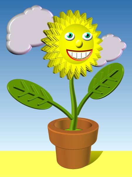 Extruded 3D Sunflower and Flowerpot Xara Xtreme Tutorial