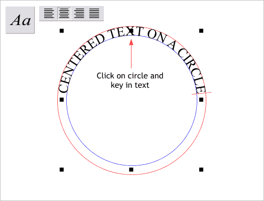 Step 2 Text on both sides of a circle