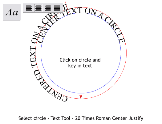 Step 3 Text on both sides of a circle