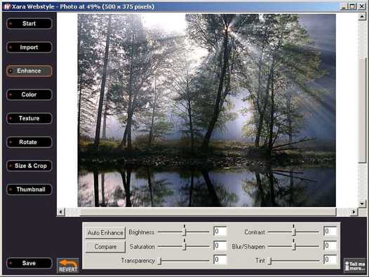 Xara Webstyle 3.1 screen capture