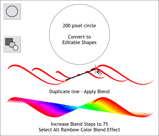 Blending Stroked Paths  - Xara Xone Workbook step-by-step tutorial