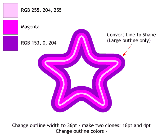 A Quick and Easy Neon Star - Xara Xone step-by-step tutorial