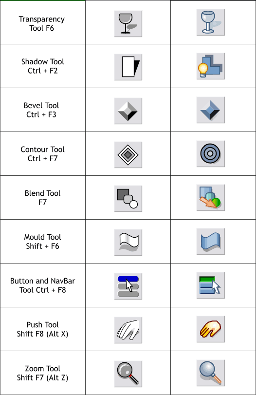 New and old Xara buttons