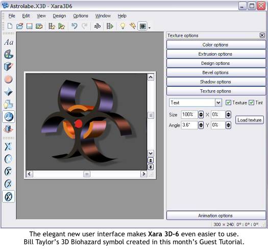 The new Xara 3D-6 user interface