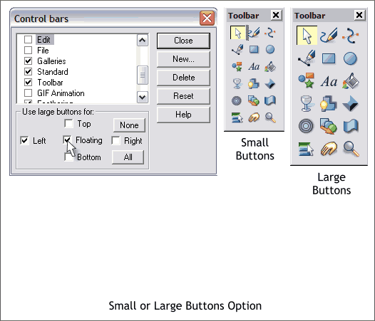 Docking and Floating Xara's Toolbars