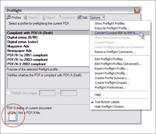 Converting to PDF/X