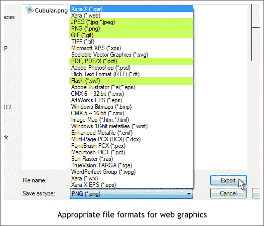 Exporting Website Graphics - Xara Xone Workbook 67