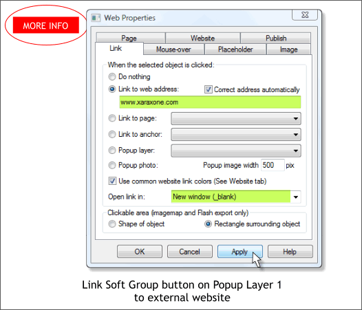 Creating a Popup with a Link - Xara Xone Workbook Tutorial