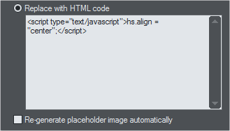 Replace with HTML Code dialog